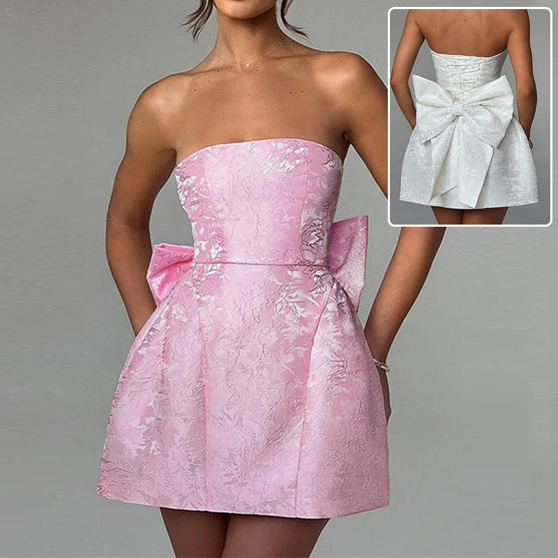 Women's Tube Top Dress With Big Bow Fashion