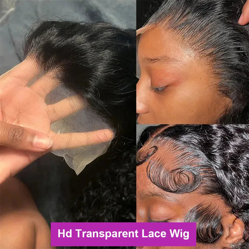 Transparent 250% Density Water Culry 360 Full Lace Frontal Wig Human Hair 40Inch Deep Wave 13x4 13x6 Hd Lace