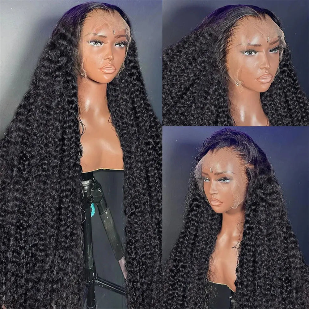 Transparent 250% Density Water Culry 360 Full Lace Frontal Wig Human Hair 40Inch Deep Wave 13x4 13x6 Hd Lace
