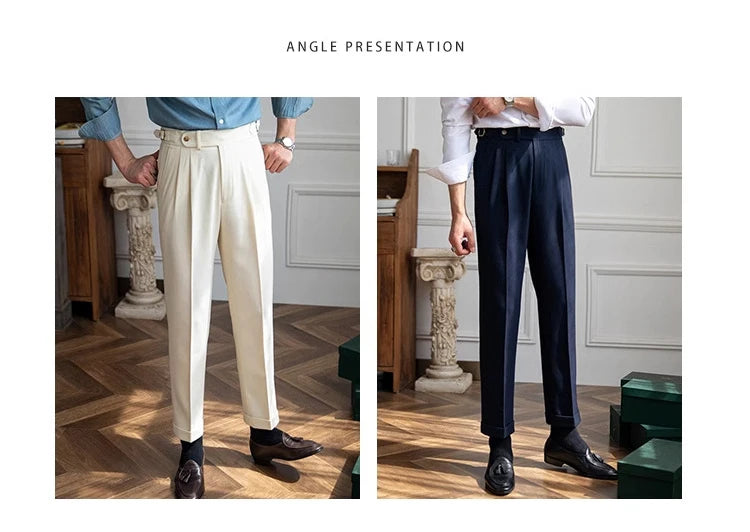England Style Naples Pants For Men High Waisted Paris Button Business  Fashion