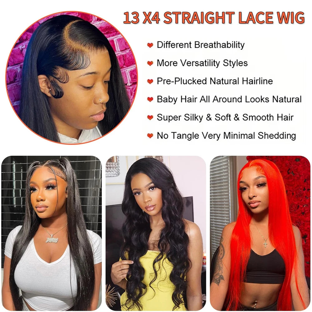 Straight Lace Front Wigs Human Hair 250% Density 13x4 Full Frontal Transparent HD Lace Wig Glueless Wigs 13x6 Lace Frontal Wigs