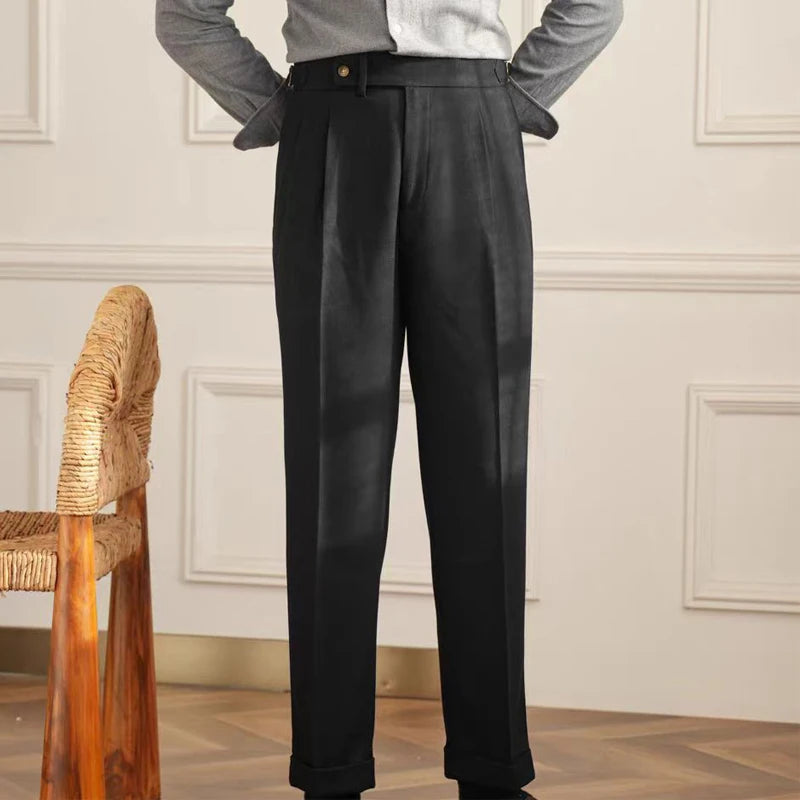 England Style Naples Pants For Men High Waisted Paris Button Business  Fashion