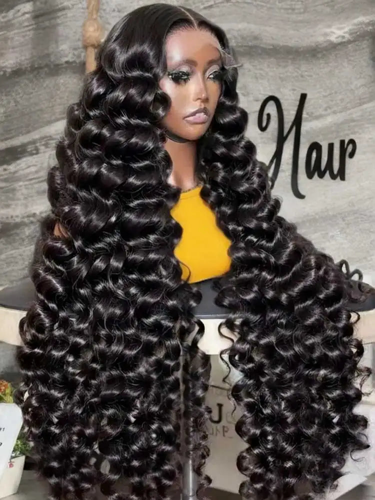 40 42 Inch HD Loose Deep Wave 13x6 Lace Front Human Hair Wigs Brazilian Curly Water Wavy 13x4  250%