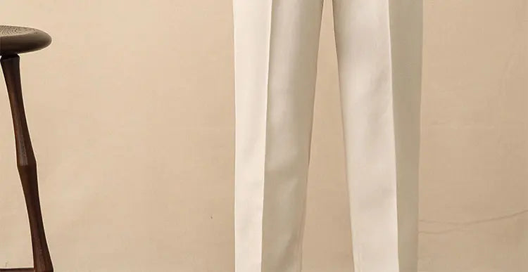 High Waist Straight Leg Men's Casual Pants Business  Paris Buckle Long Trousers Naples Gentleman  West Pants