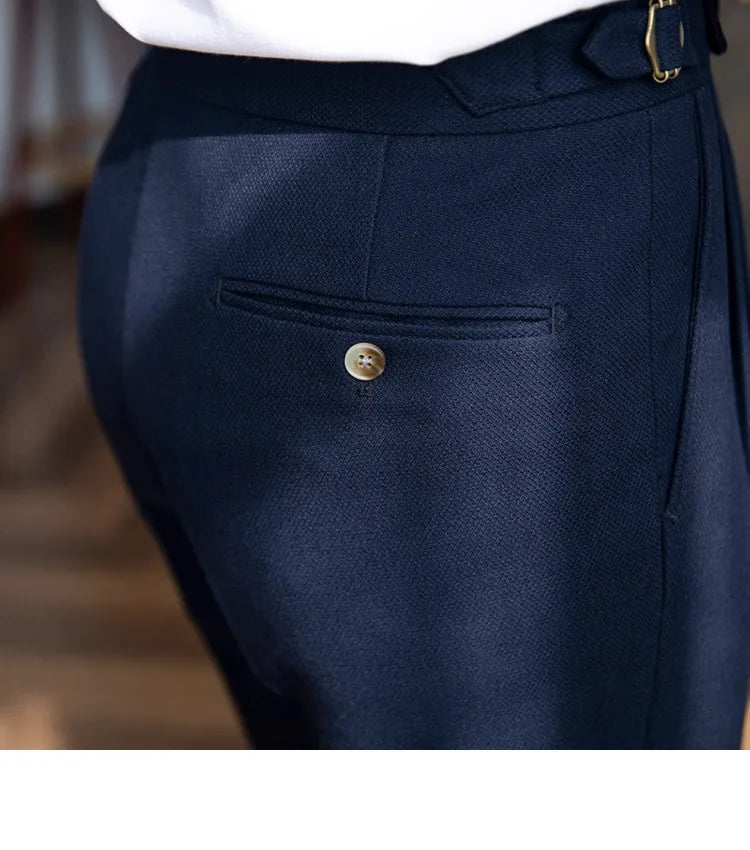 England Style Naples Pants For Men High Waisted Paris Button Business  Fashion