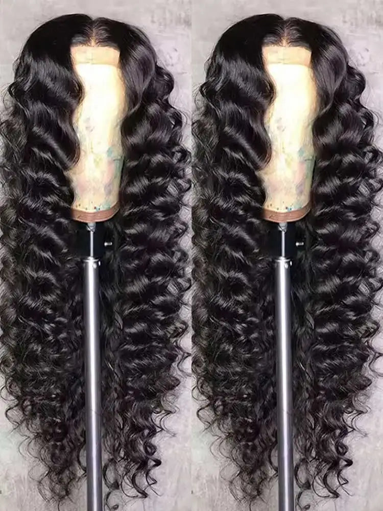 40 42 Inch HD Loose Deep Wave 13x6 Lace Front Human Hair Wigs Brazilian Curly Water Wavy 13x4  250%