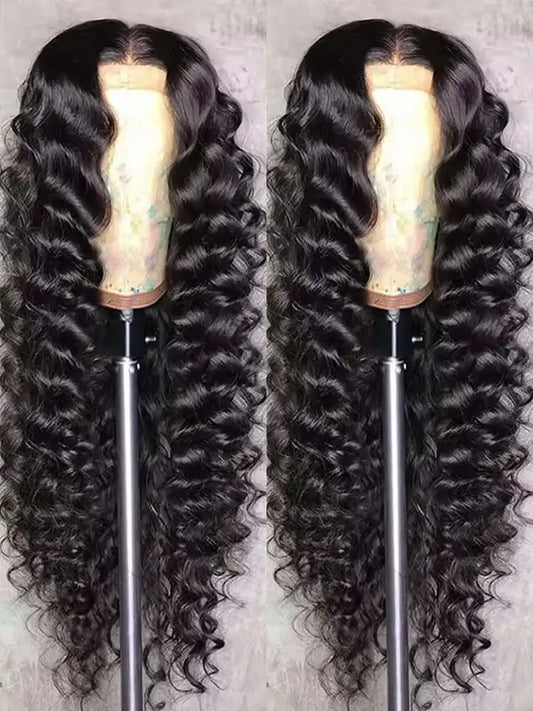 40 42 Inch HD Loose Deep Wave 13x6 Lace Front Human Hair Wigs Brazilian Curly Water Wavy 13x4  250%