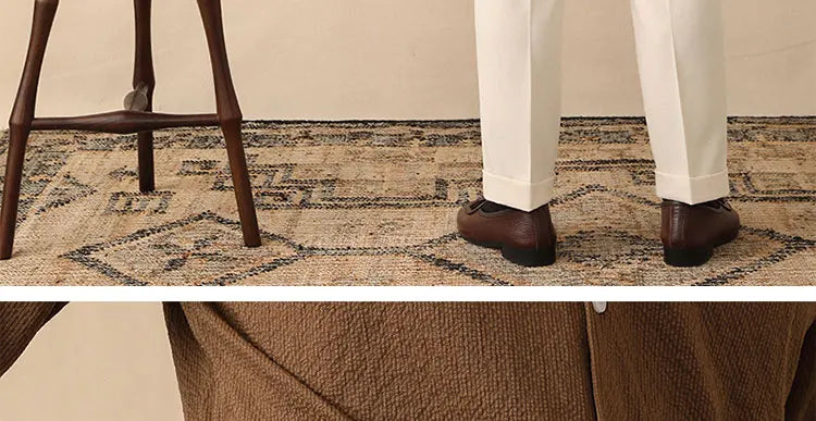 High Waist Straight Leg Men's Casual Pants Business  Paris Buckle Long Trousers Naples Gentleman  West Pants