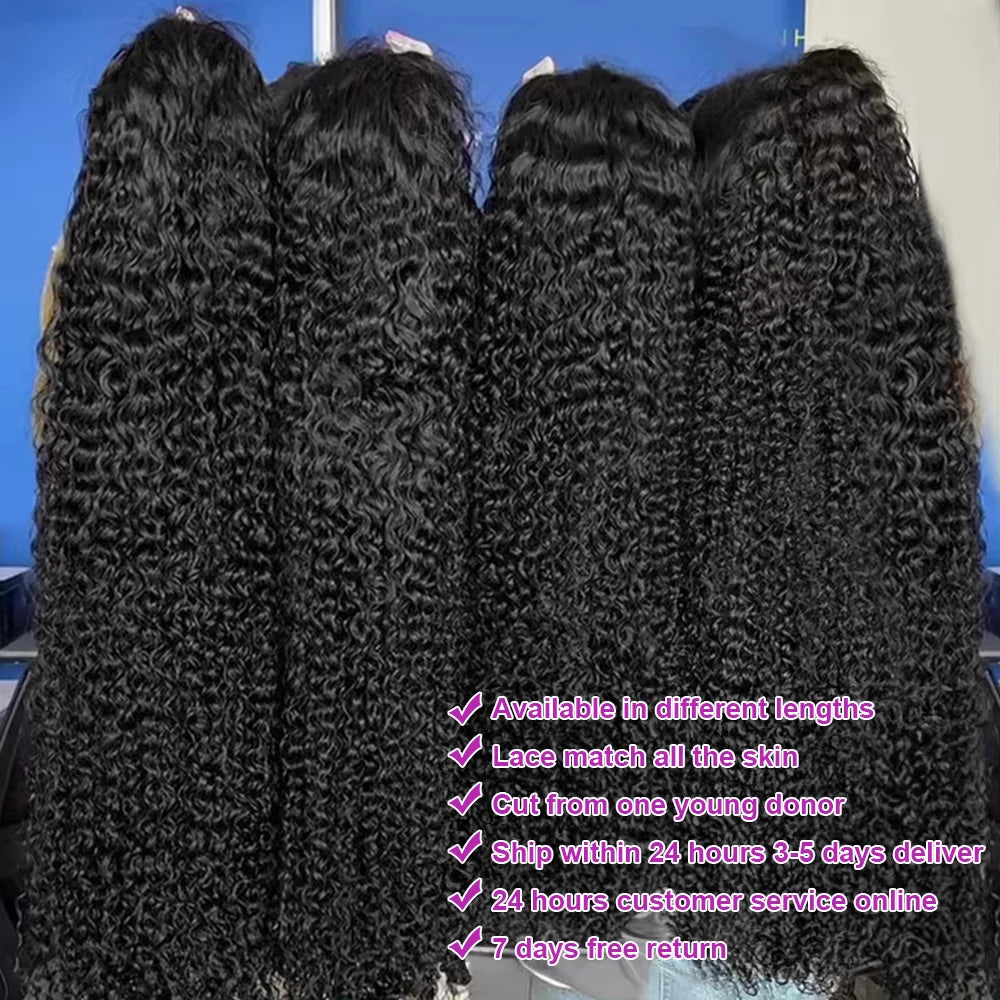 Transparent 250% Density Water Culry 360 Full Lace Frontal Wig Human Hair 40Inch Deep Wave 13x4 13x6 Hd Lace