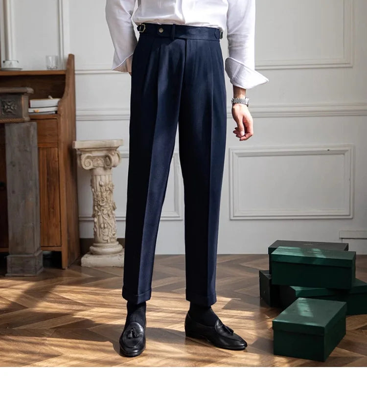 England Style Naples Pants For Men High Waisted Paris Button Business  Fashion