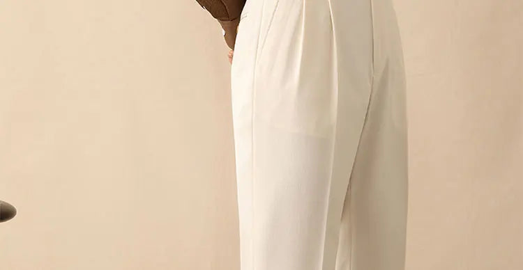 High Waist Straight Leg Men's Casual Pants Business  Paris Buckle Long Trousers Naples Gentleman  West Pants