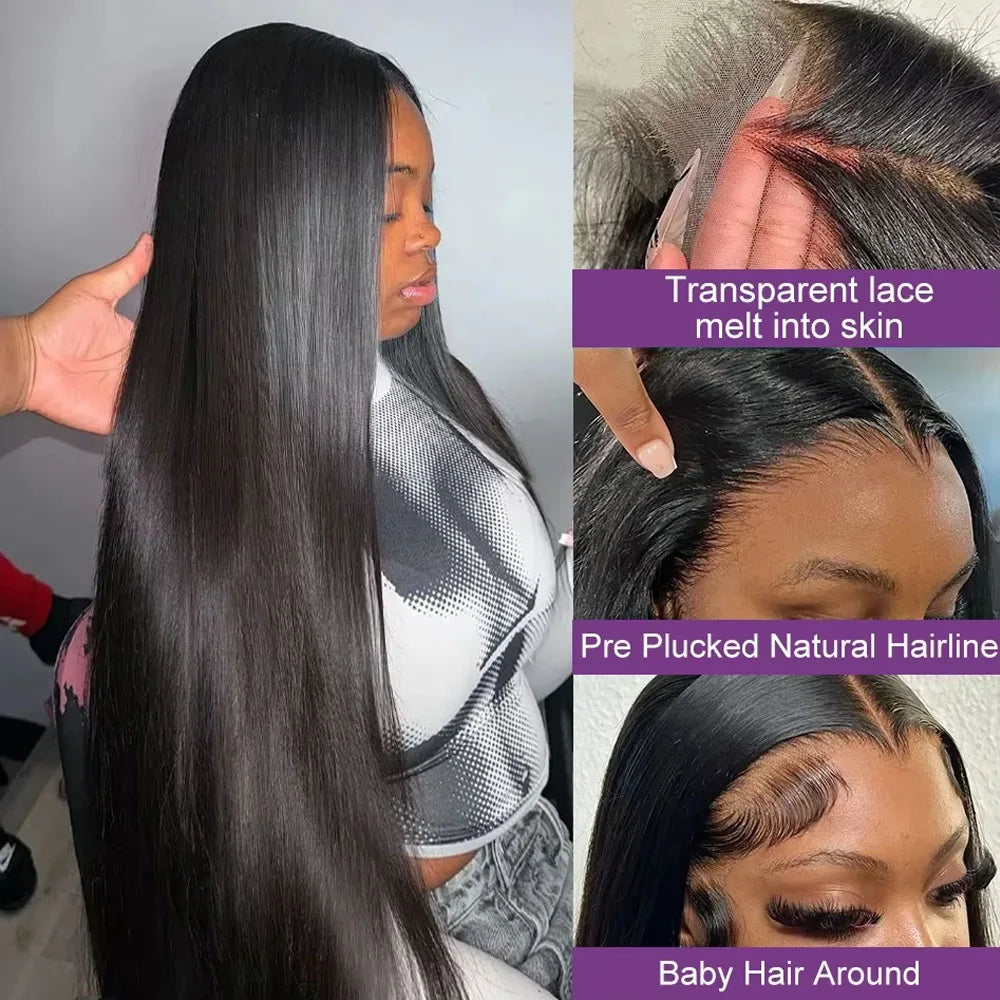 Straight Lace Front Wigs Human Hair 250% Density 13x4 Full Frontal Transparent HD Lace Wig Glueless Wigs 13x6 Lace Frontal Wigs
