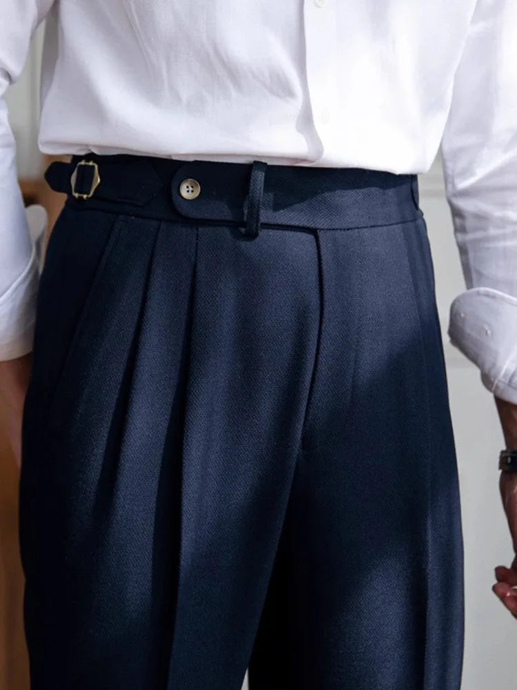 England Style Naples Pants For Men High Waisted Paris Button Business  Fashion