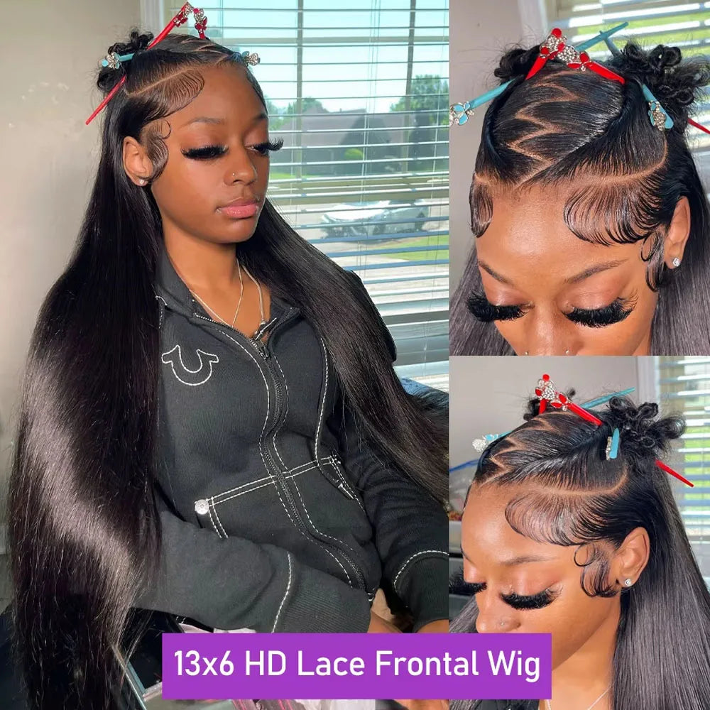 Straight Lace Front Wigs Human Hair 250% Density 13x4 Full Frontal Transparent HD Lace Wig Glueless Wigs 13x6 Lace Frontal Wigs