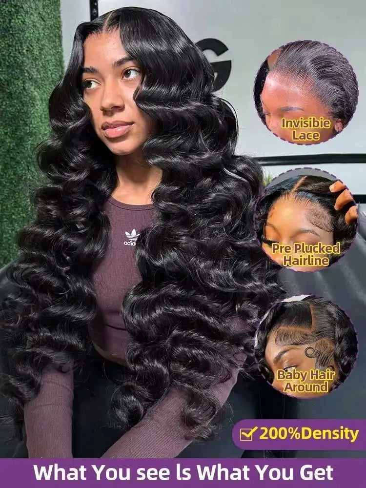 40 42 Inch HD Loose Deep Wave 13x6 Lace Front Human Hair Wigs Brazilian Curly Water Wavy 13x4  250%