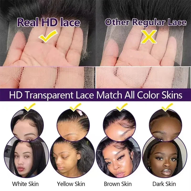 40 42 Inch HD Loose Deep Wave 13x6 Lace Front Human Hair Wigs Brazilian Curly Water Wavy 13x4  250%