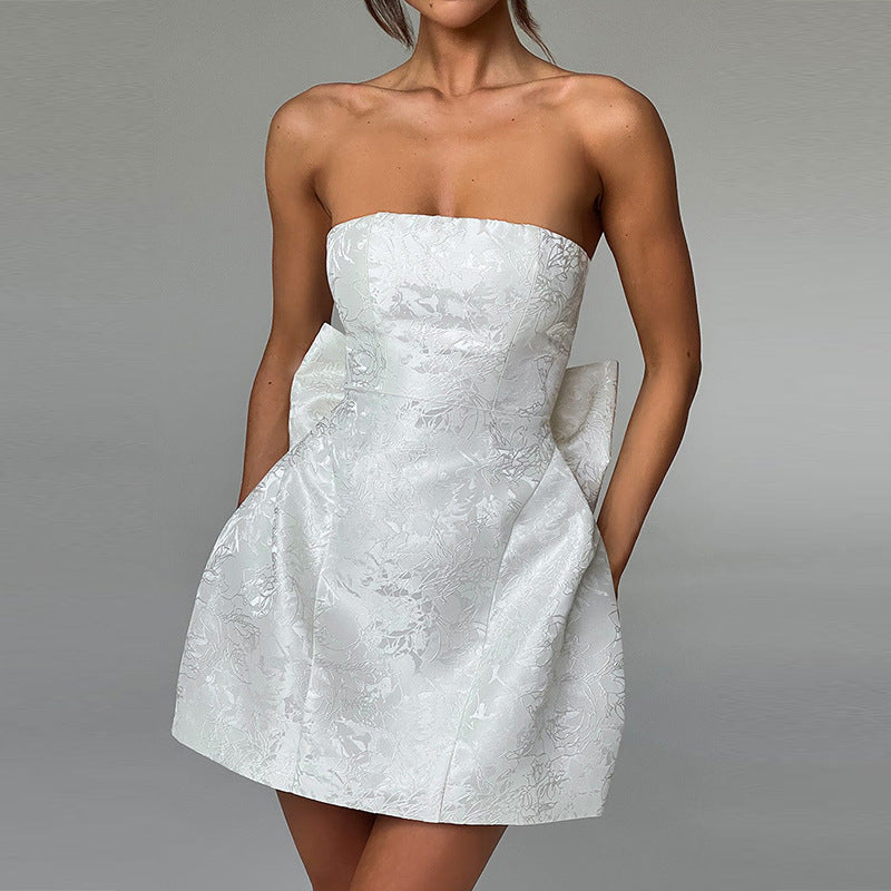 Women's Tube Top Dress With Big Bow Fashion