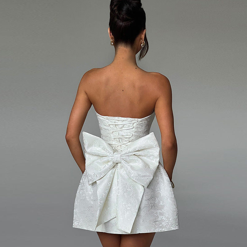 Women's Tube Top Dress With Big Bow Fashion